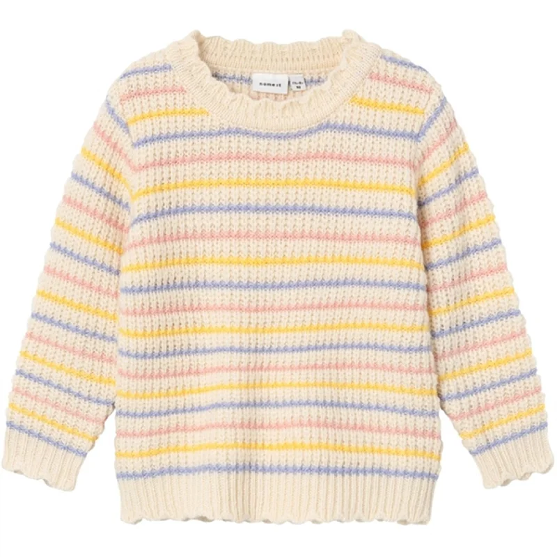 Knitted StripedName it Buttercream Barille Knit Blouse