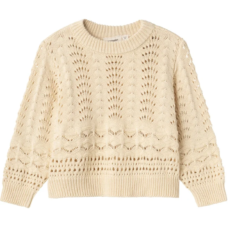 Knitted FittedLil'Atelier Bleached Sand Lale Knit Blouse