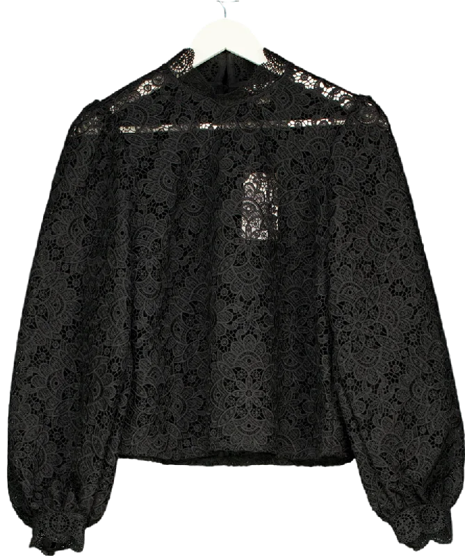 Monsoon Lilly Lace Blouse Black UK 10Wrap Shirts