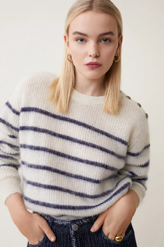 Knit HeavyweightSuncoo Pelino Off White Stripe Knit Jumper