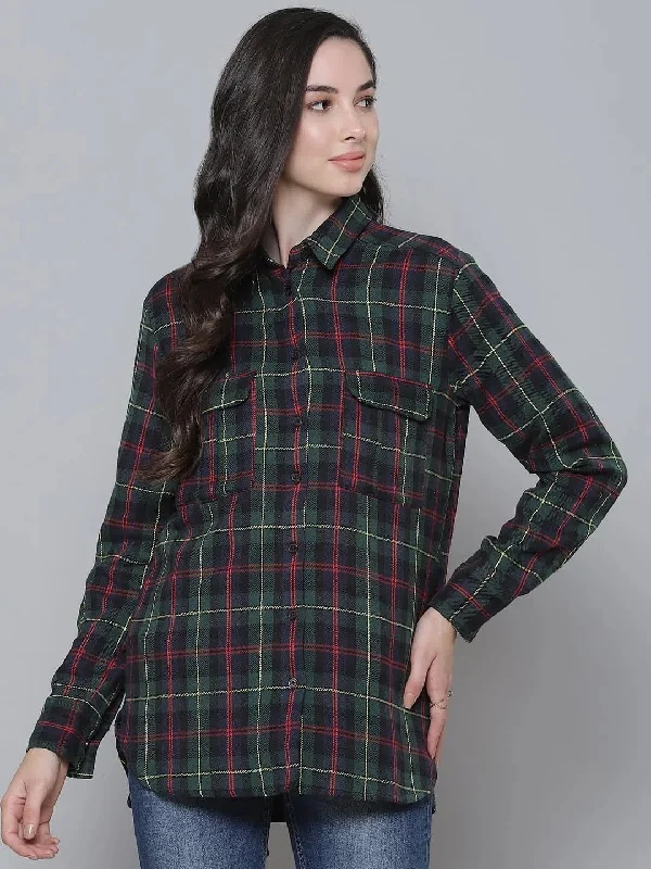 Green Plaid Check Boyfriend ShirtRetro Shirts