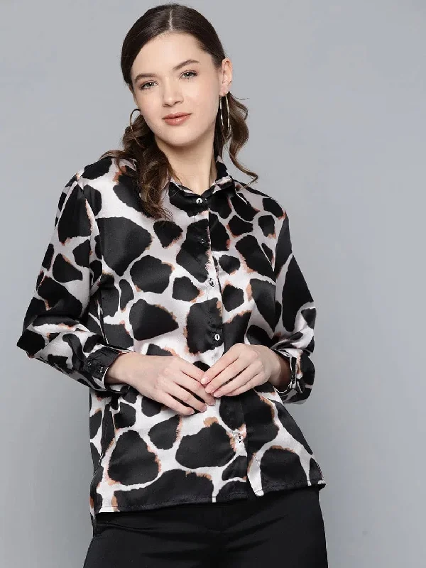 Nude Animal Print Satin ShirtFloral Shirts