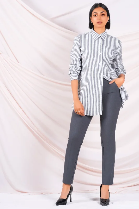 Long Grey Stripe ShirtAthletic Shirts