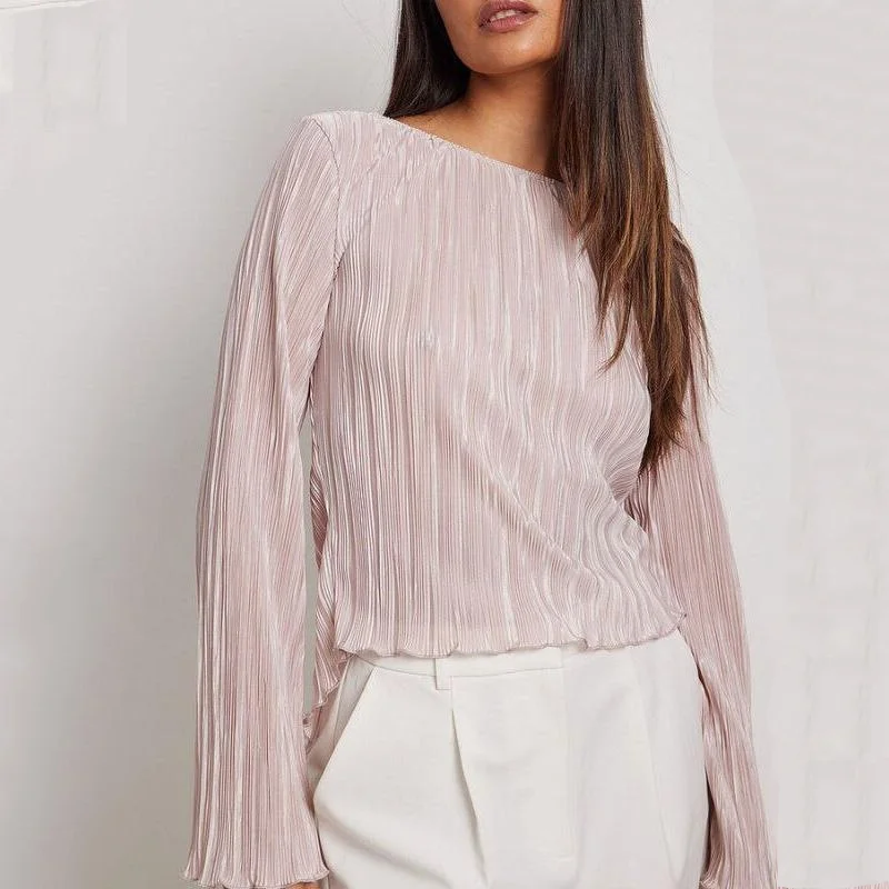 Chic Pink Lace-Up Summer Bodycon BlouseSheer Shirts