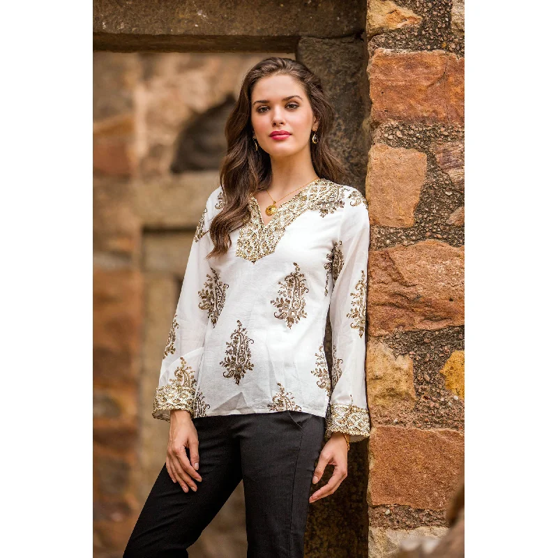 Festive Floral Paisley Zari BlouseEmbellished Shirts