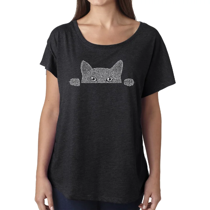 Peeking Cat  - Women's Loose Fit Dolman Cut Word Art ShirtLimited Edition Shirts