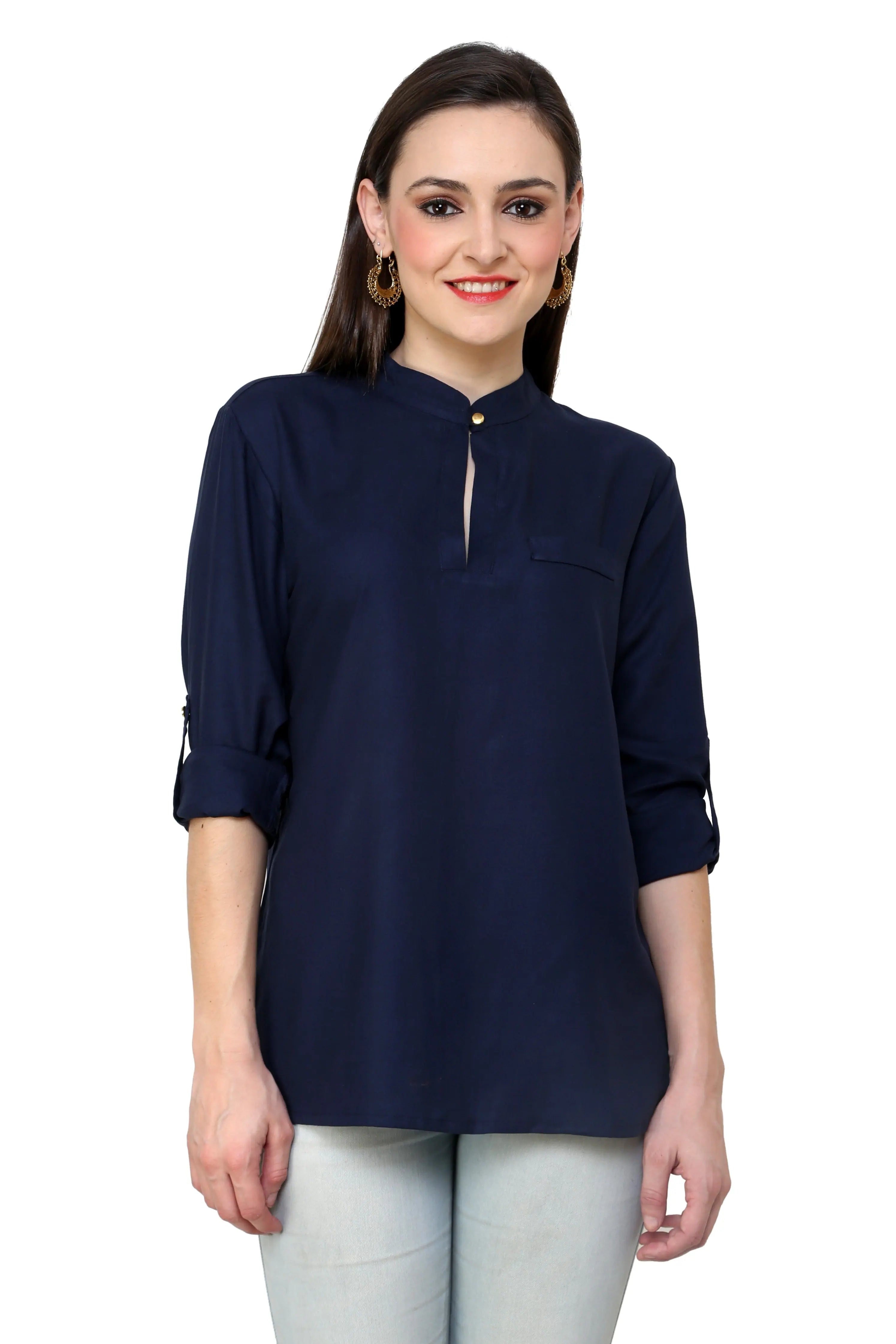 Pannkh Women's Shirt Top-PKT3006DBLUE-XSCashmere Shirts