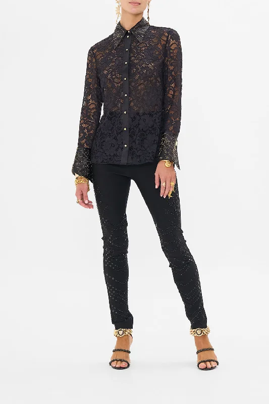 STRETCH LACE FITTED SHIRT NOUVEAU NOIRSheer Shirts