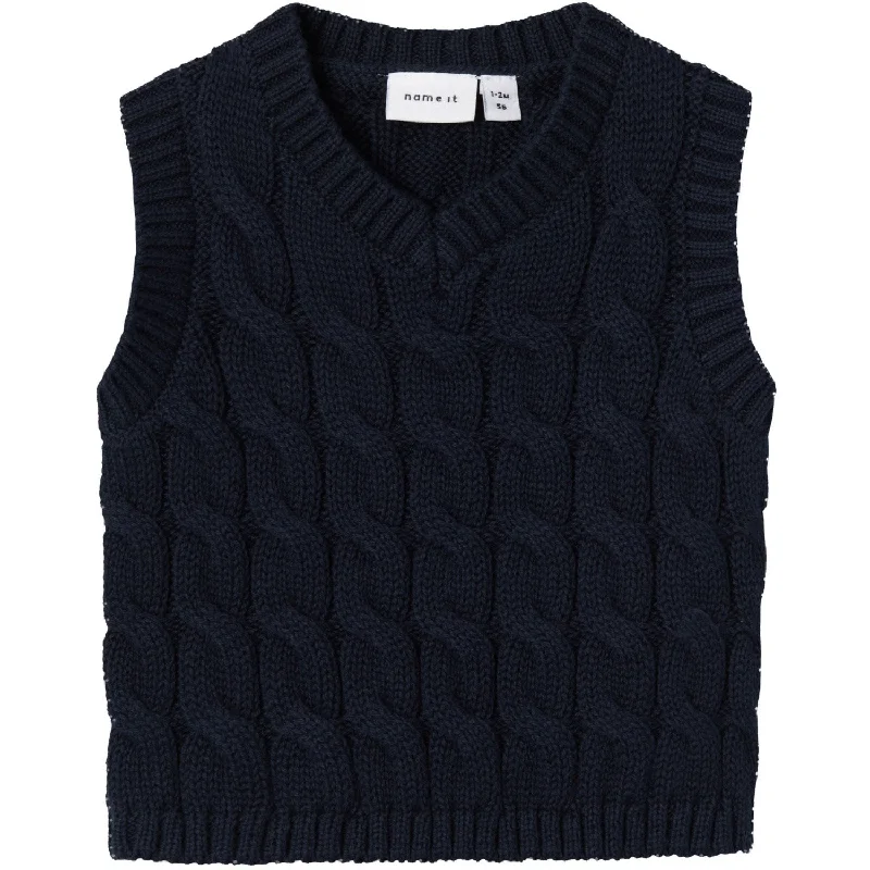 Knitted Button-UpName It Dark Sapphire Remon Knit Slipover