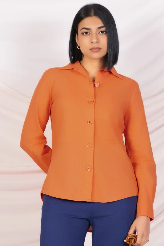 Orange Linen ShirtRecycled Fabric Shirts