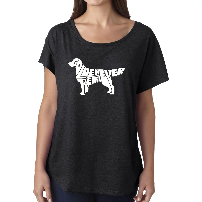 Golden Retriever - Women's Loose Fit Dolman Cut Word Art ShirtPocket Shirts