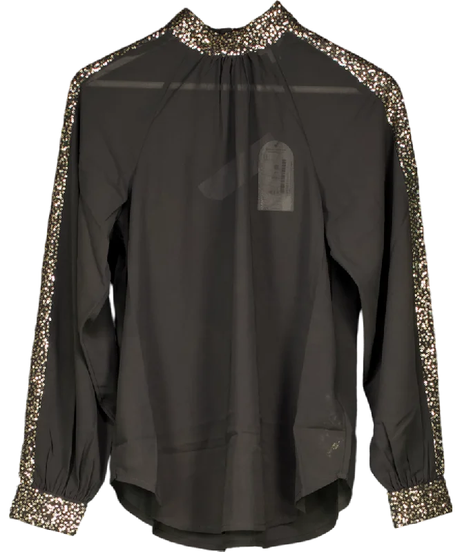 Monsoon Lucy Sequin Blouse Black UK 8Relaxed Fit Shirts