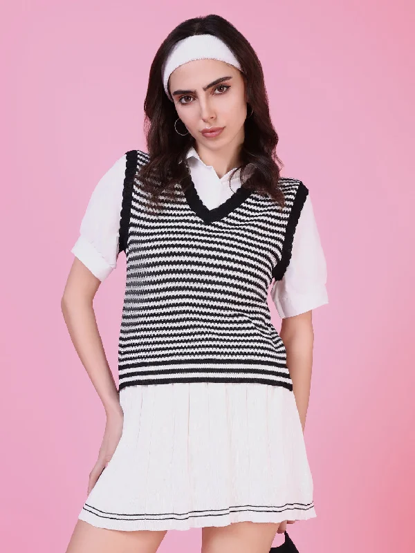 Women Black Striped Shirt Style Top-RF-50060-1-BlackRunning Shirts