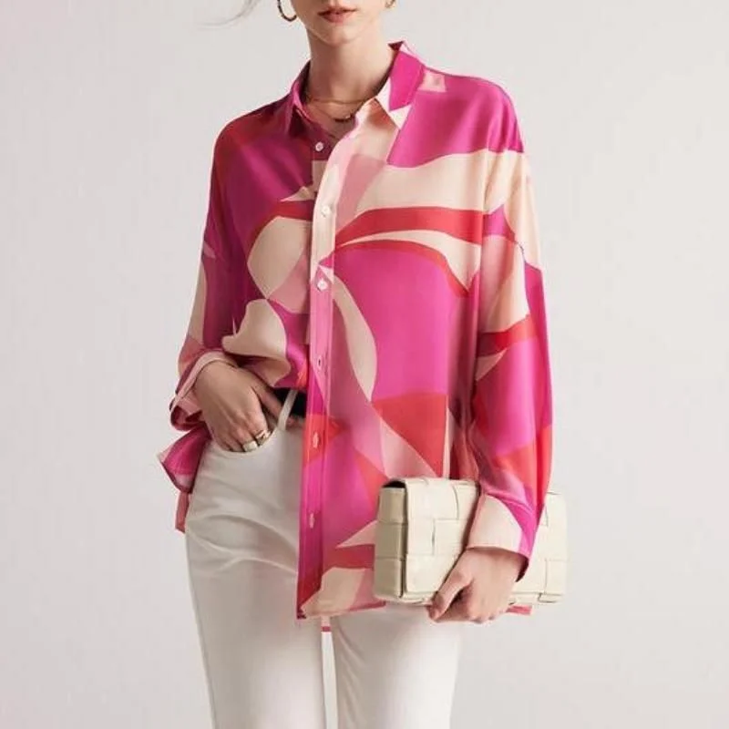 Elegant Silk Crepe De Chine Blouse for WomenHemp Shirts