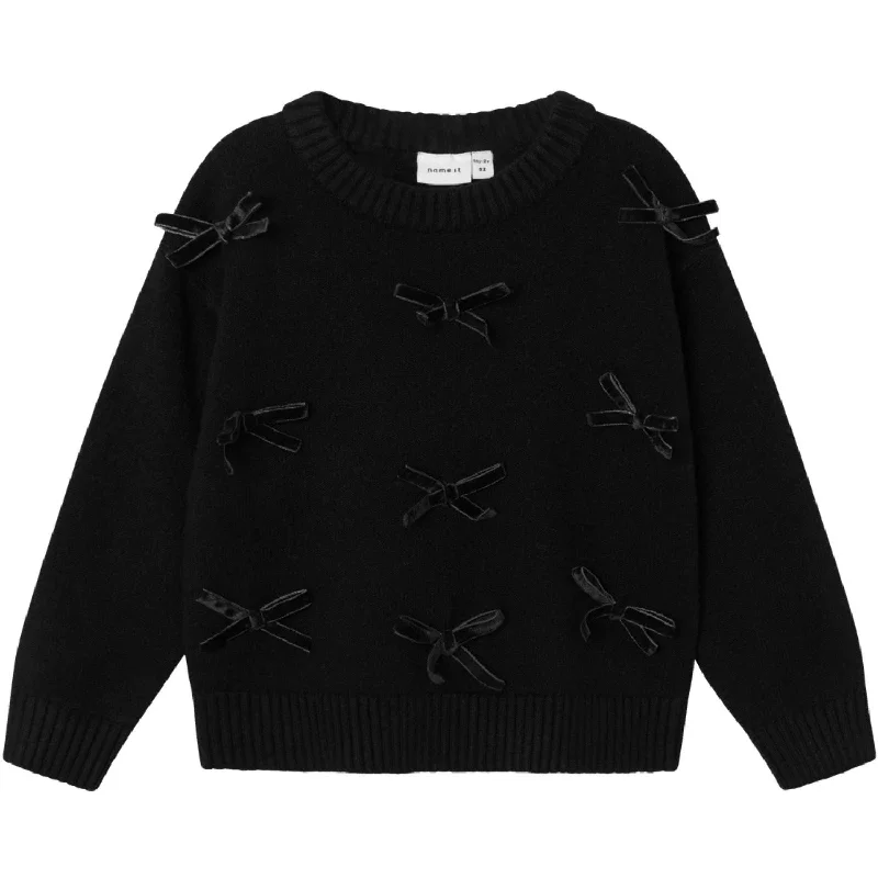 Knitted V-NeckName It Black Ronja Knit Blouse