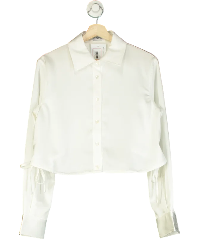 Cloeys White Satin Drawstring Shirt UK SPolka Dot Shirts