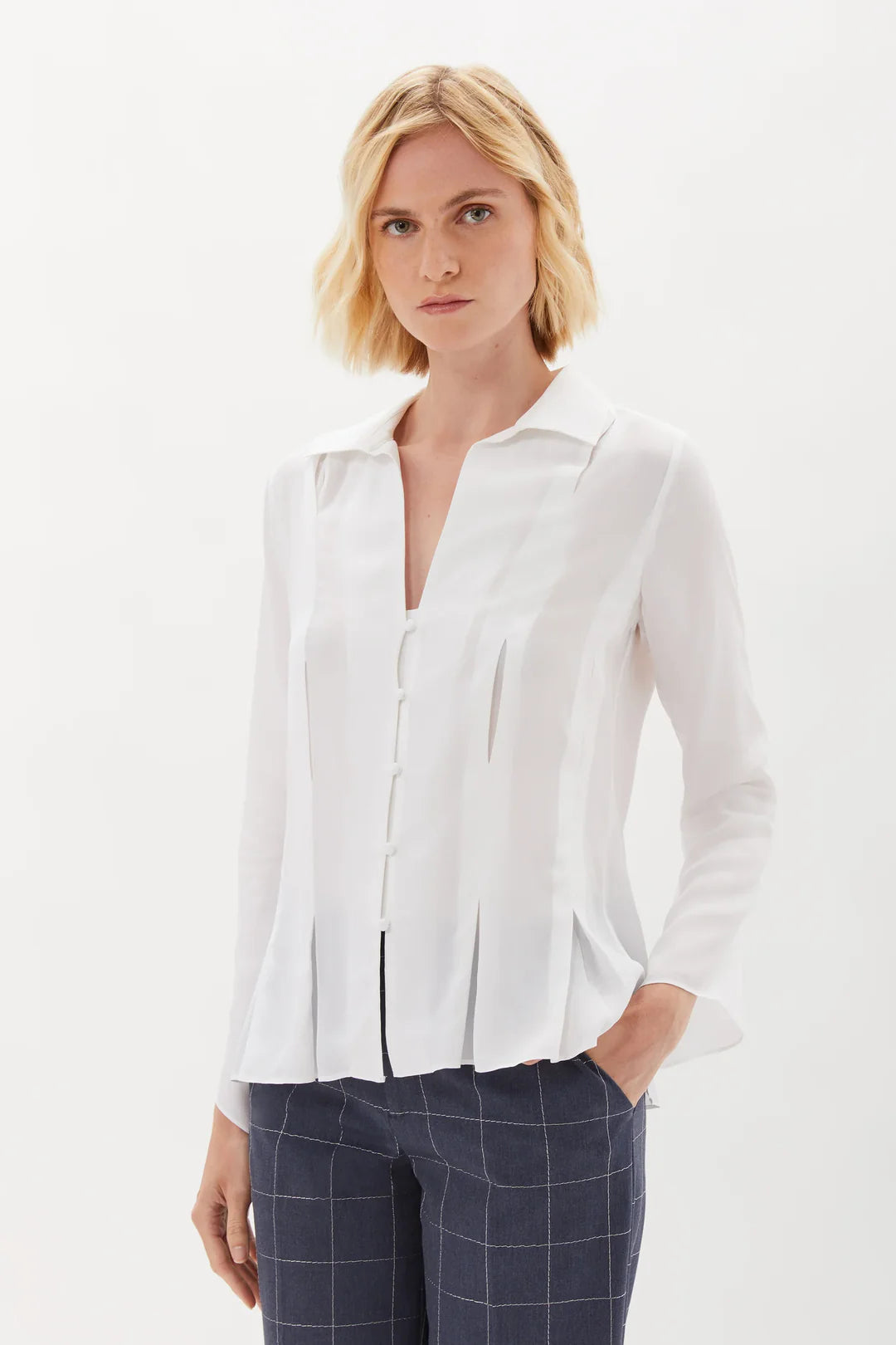 Swinton Box Pleat BlouseSheer Shirts