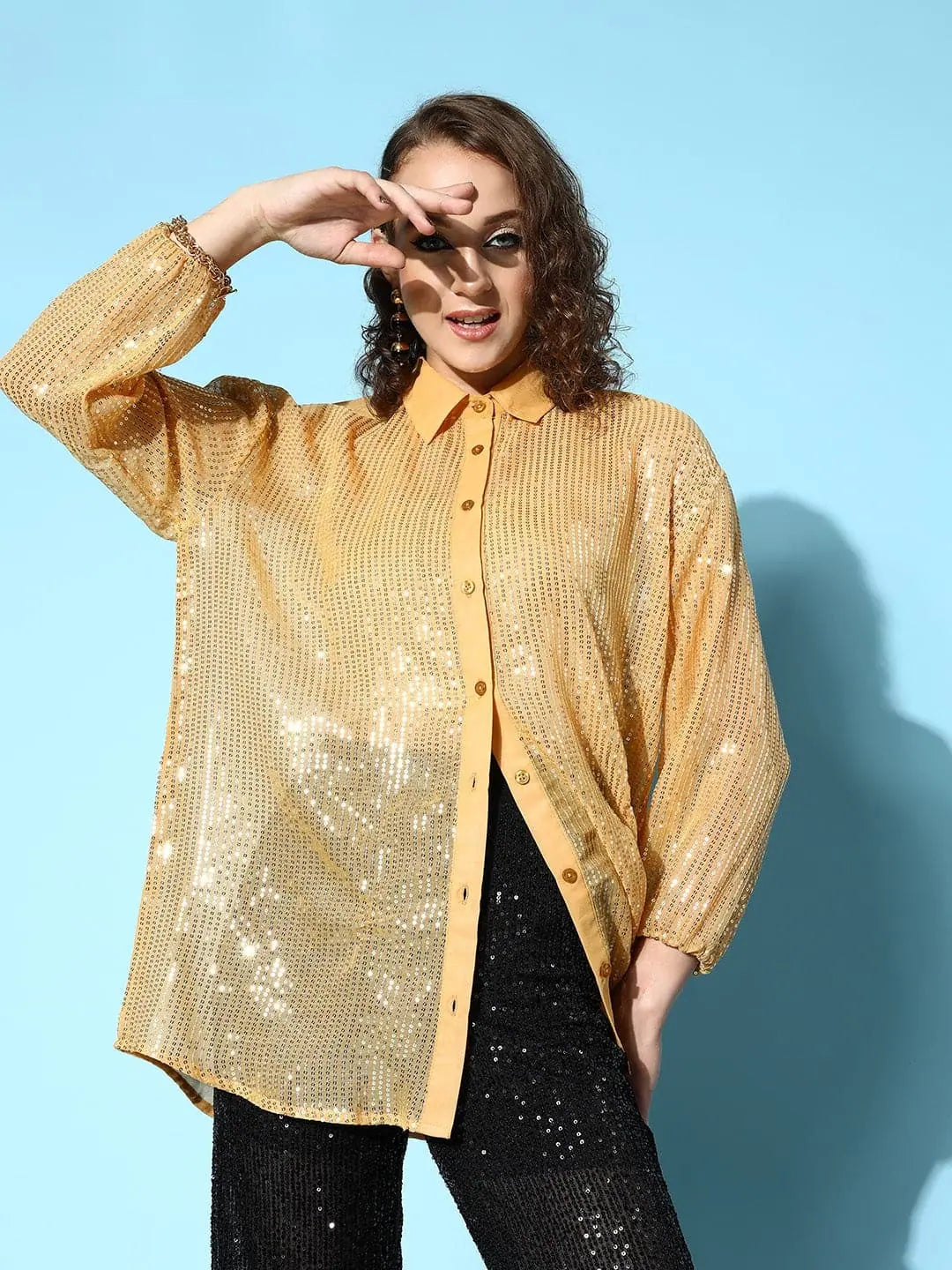 Women Gold Sequin ShirtLuxury Shirts