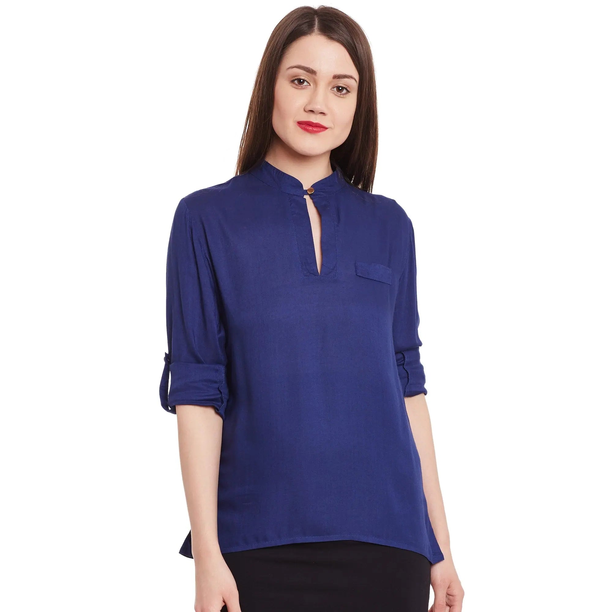 Pannkh Women's Shirt Top-PKT3006BLUE-XSSilk Shirts