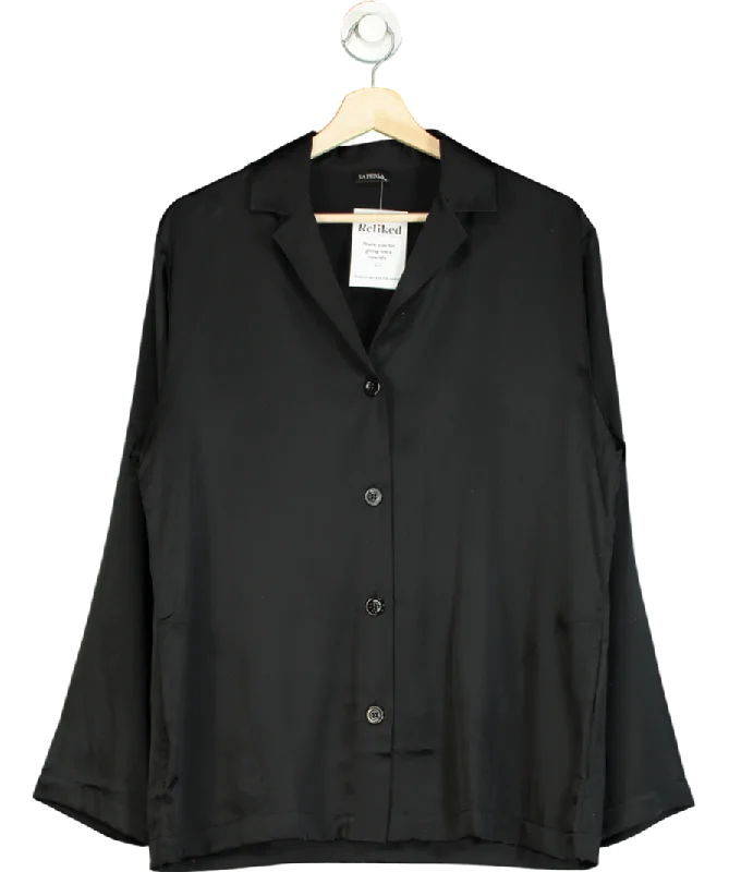 La Perla Black Silk Pyjama Shirt UK 14Fitted Shirts