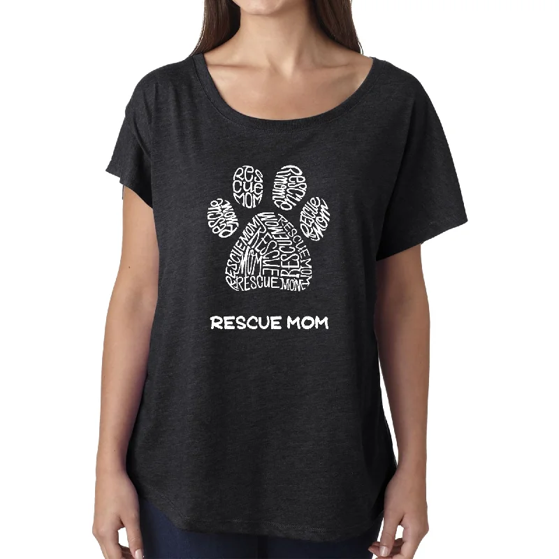 Rescue Mom  - Women's Loose Fit Dolman Cut Word Art ShirtCollaborative Shirts