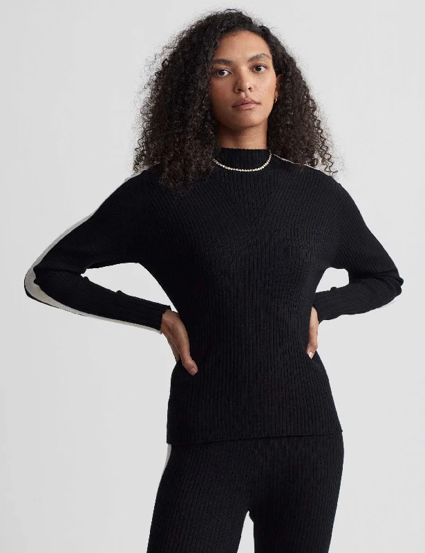 Knit SheerWilshire Mock Neck Knit - Black