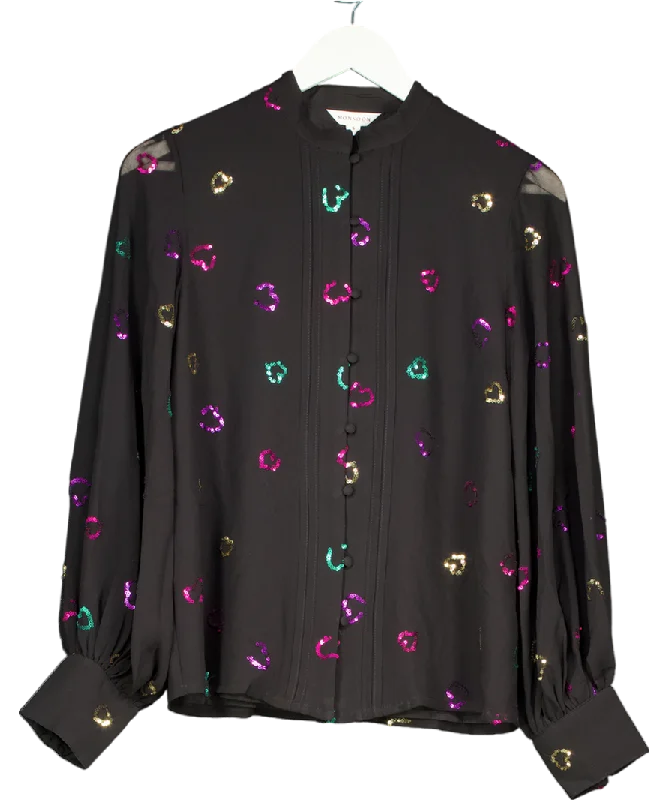 Monsoon Hope Heart Sequin Blouse Black UK 8Longline Shirts