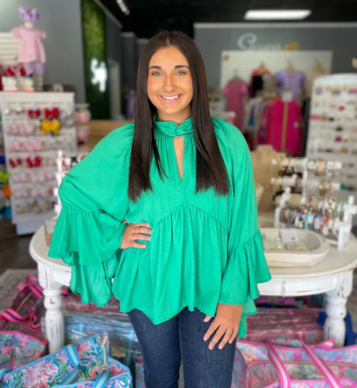 Kelly Green BlouseCropped Shirts