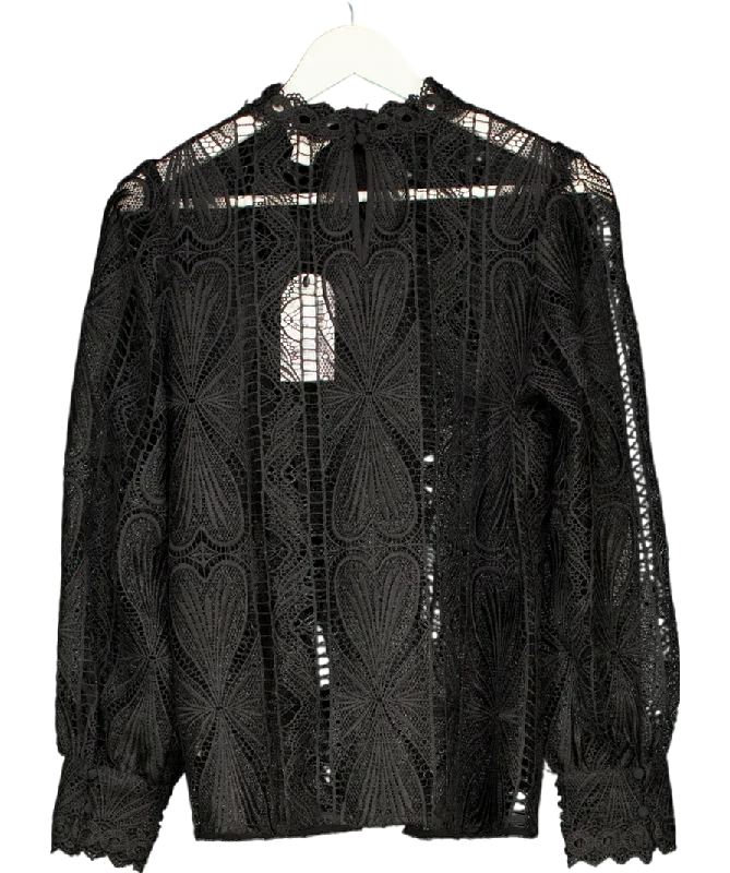 Monsoon Leona Lace Blouse Black UK 10Cropped Shirts