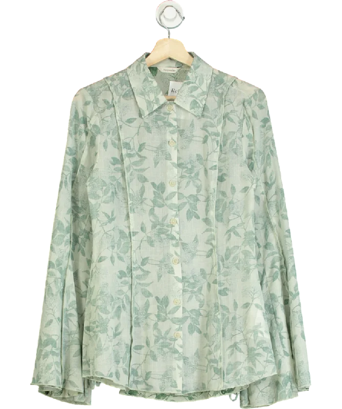 Holzweiler Green Valery Print Shirt UK SCasual Shirts