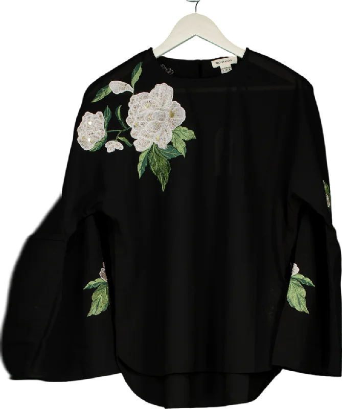 Monsoon Black Embroidered Flower Shirt UK 8Layered Shirts