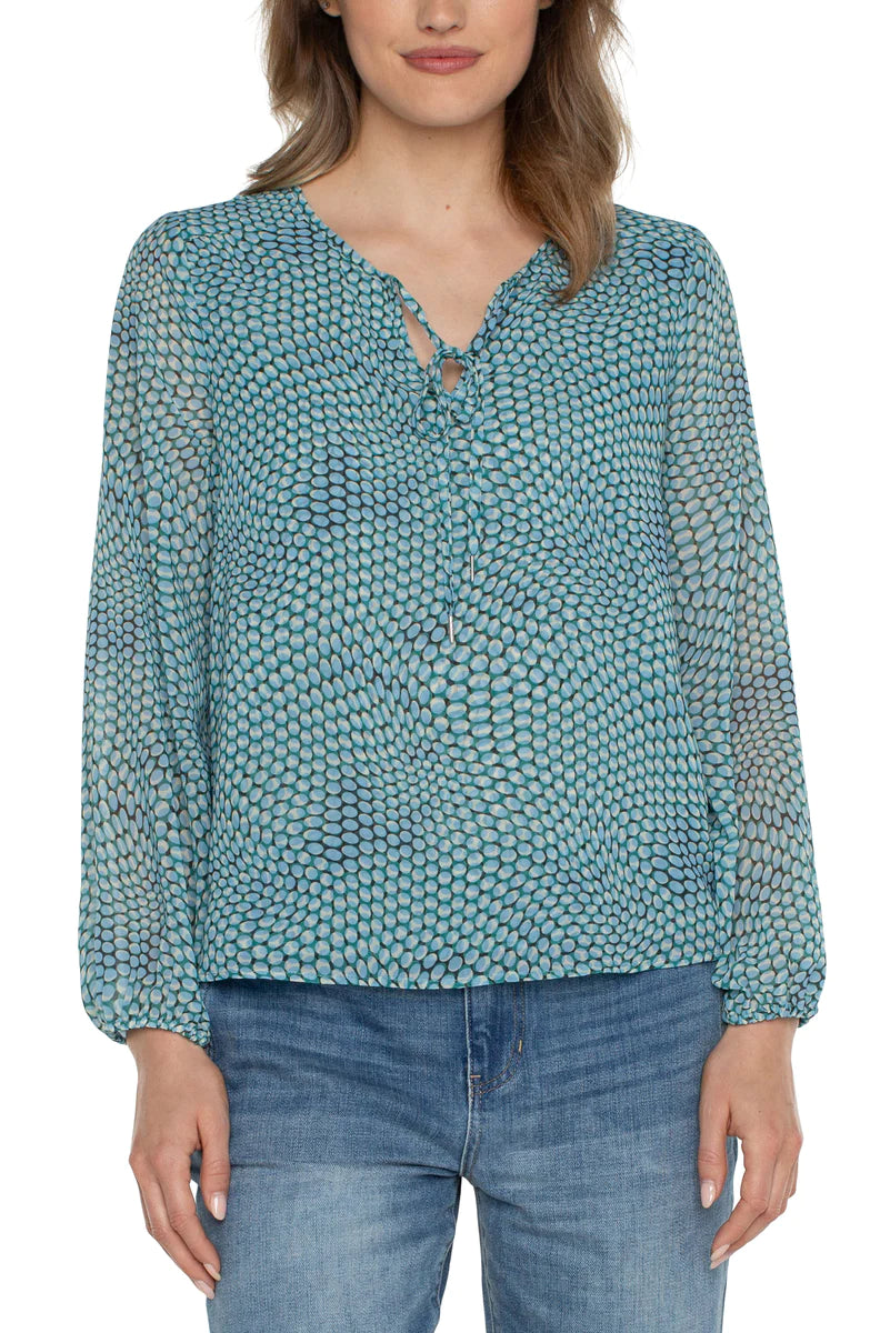 Tie Front with Shirred Back BlouseFringed Shirts