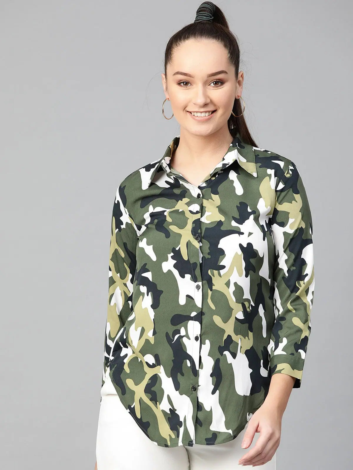 Military Shirt Top-ZL7004GREEN-XSBranded Shirts