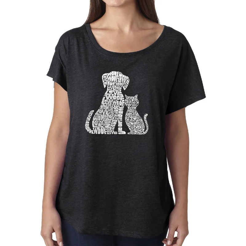 Dogs and Cats  - Women's Loose Fit Dolman Cut Word Art ShirtCultural Shirts