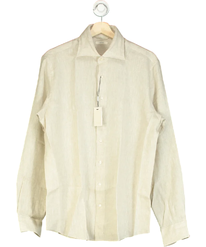 Suitsupply Beige Pure Linen Tailored Fit Shirt UK LFormal Shirts