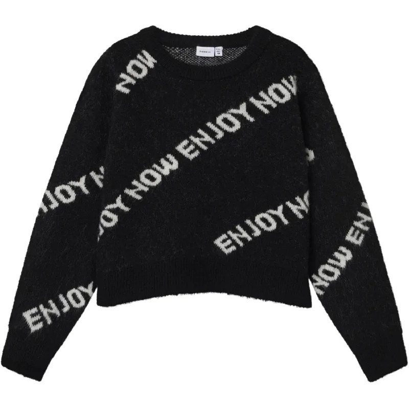 Knitted SweaterName It Black Niword Short Knit Blouse