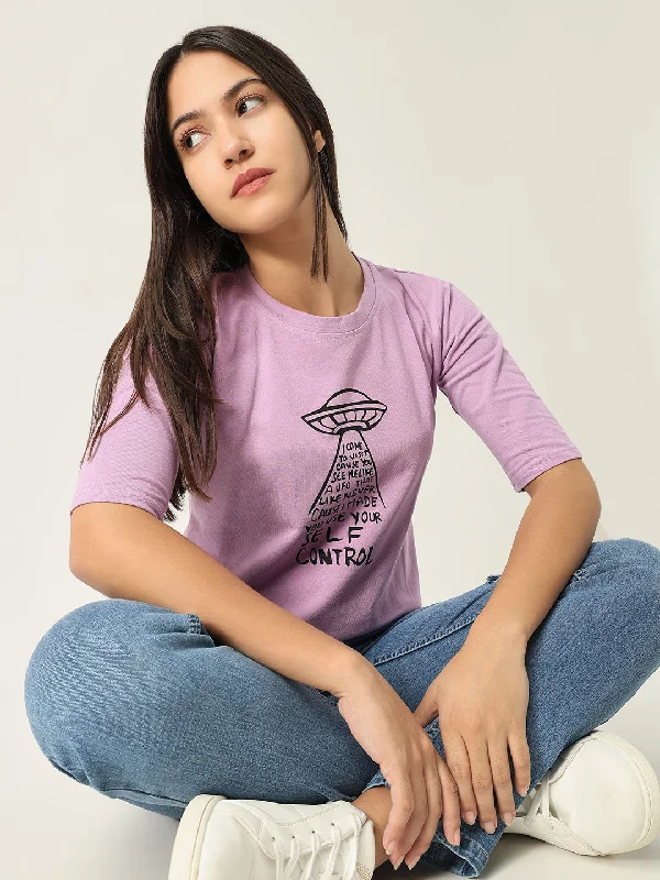 Women Graphic Lavender T ShirtSequined T-Shirts