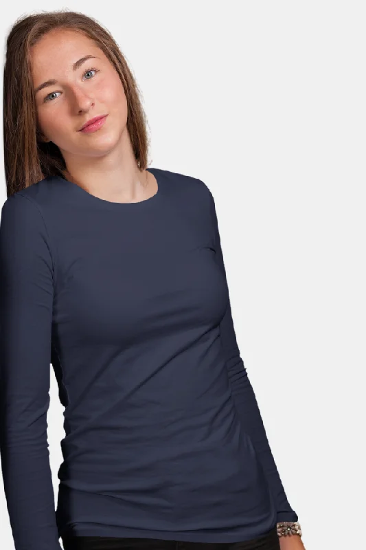 Navy Blue Full Sleeve T-shirt for womenHooded T-Shirts