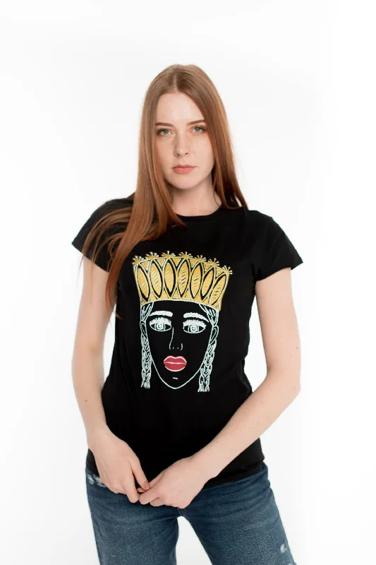 T-SHIRT THE GIRL WITH CROWN BLACK & GOLDCycling T-Shirts