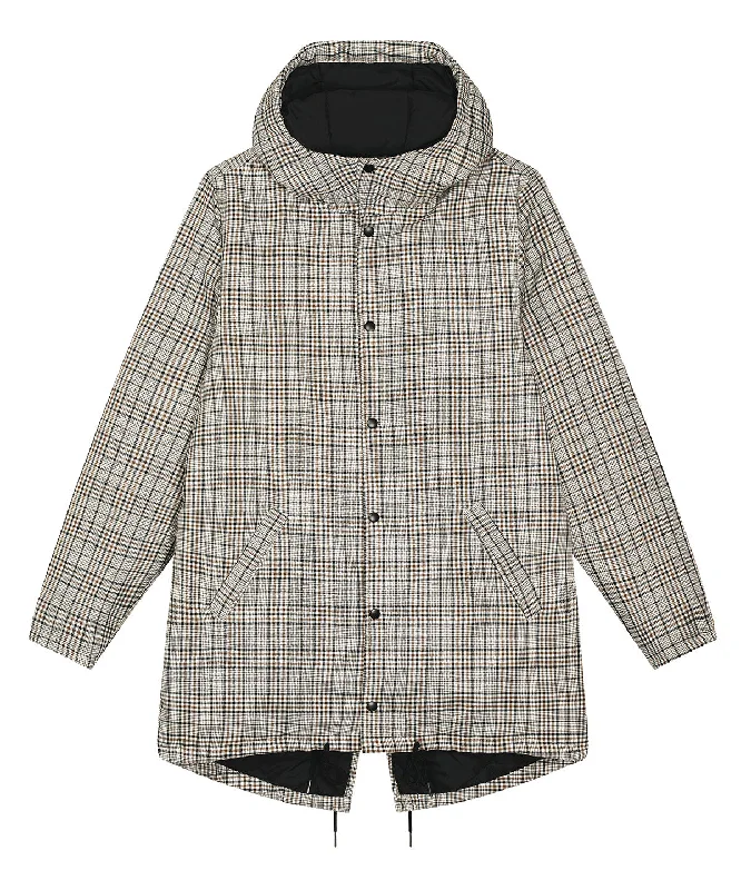 Recycled Fabric JacketsBeige Tweed Check - Unisex padded parka tweed jacket (STJU947)