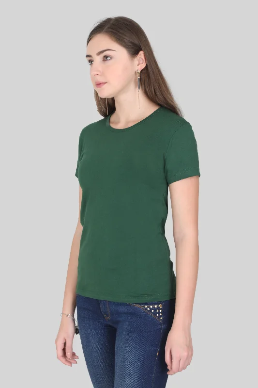 Bottle Green Scoop Neck T-shirt for womenV-Neck T-Shirts