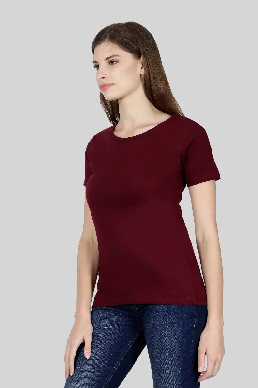 Maroon Scoop Neck T-shirt for womenSheer T-Shirts