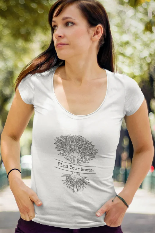 Find Your Roots White Printed Scoop Neck T-shirt for womenLuxury T-Shirts