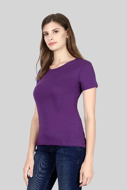 Purple Scoop Neck T-shirt for womenOrganic Cotton T-Shirts