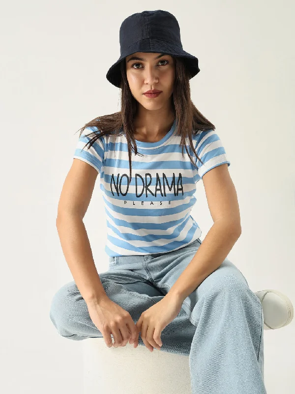 Women Striped Blue T ShirtMinimalist T-Shirts