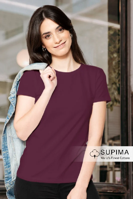 Maroon Supima Cotton T-shirt for womenSports Team T-Shirts