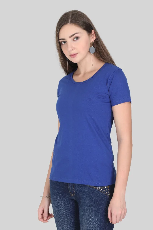 Royal Blue Scoop Neck T-shirt for womenSlim Fit T-Shirts