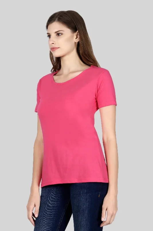 Pink Scoop Neck T-shirt for womenHiking T-Shirts