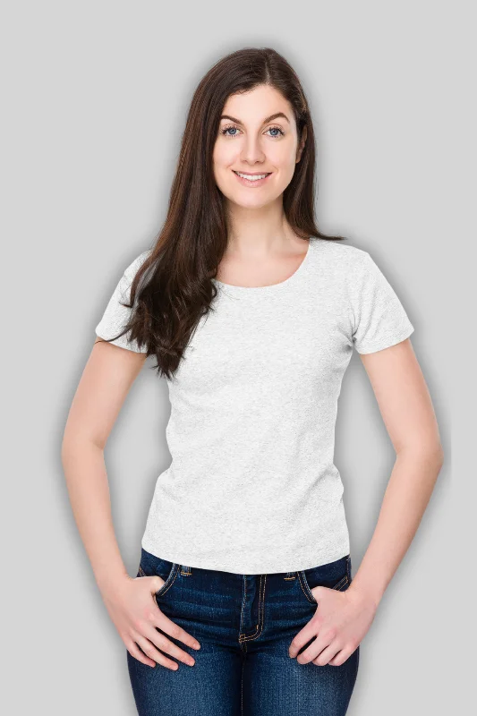 White Scoop Neck T-shirt for womenPlush T-Shirts