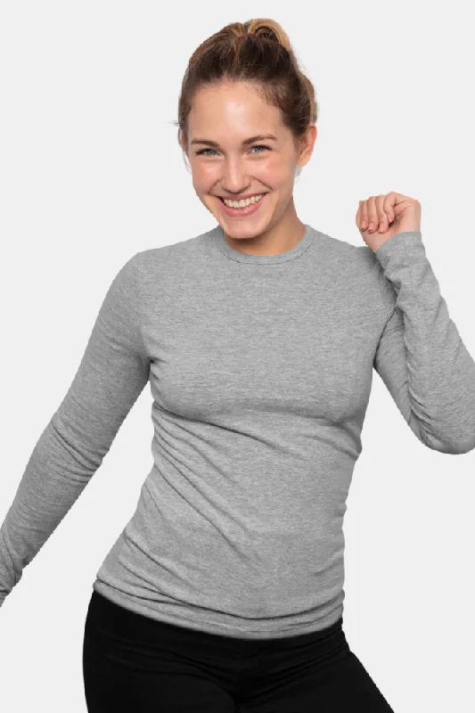 Grey Melange Full Sleeve T-shirt for womenFringed T-Shirts